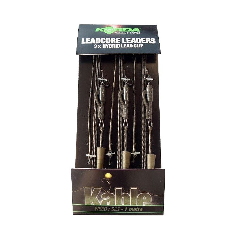 ZESTAW LEADCORE Z KLIPSEM KORDA LEADCORE LEADER LEAD CLIP GRAVEL 22KG 1M LLHCG