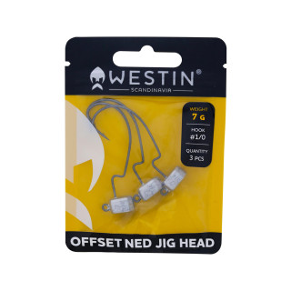 Westin OFFSET NED JIG HEAD Nr1/0 10.5G BLACK NICKEL 3PCS LEAD