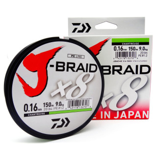 Plecionka Daiwa Chartreuse J-BRAID X8 0.16MM 150M 12750-016