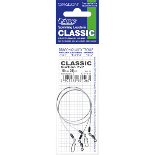 Przypon DRAGON - American Fishing Wire 35 cm 1 x 7 Surfstrand 7 kg CLASSIC 2 szt.