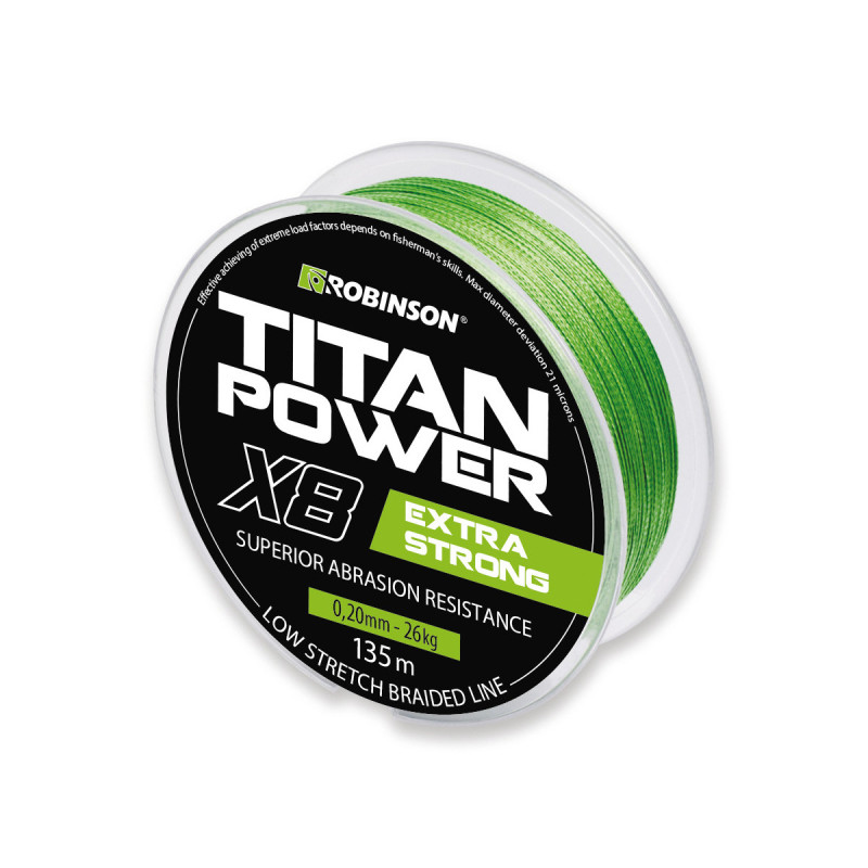 Plecionka Titan Power X8 0,18mm, 135m, zielona