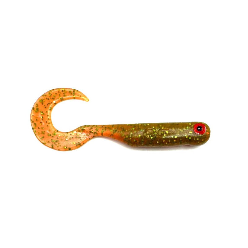 Great Fish GF1 Twister Soft Bait, Fish Scent, Green, 10pcs, 49mm
