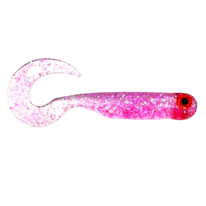 Great Fish GF1 Twister Soft Bait, Fish Scent, Pink, 10pcs