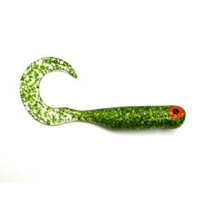 Great Fish GF1 Twister Soft Bait, Glitter Green, Fish Scent, 10pcs 49mm