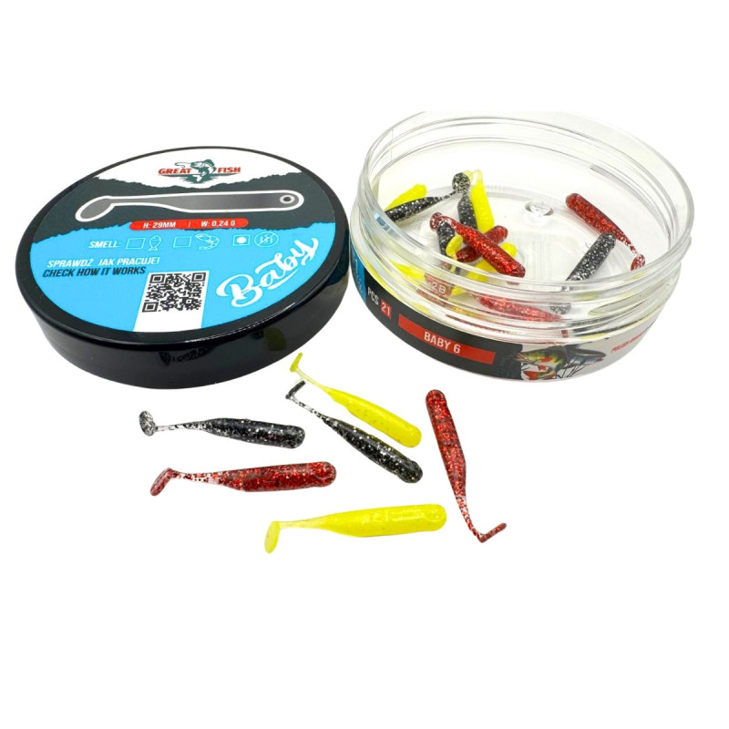 Great Fish GF1 Baby soft bait, shrimp scent, BABY 6, 21pcs 29mm