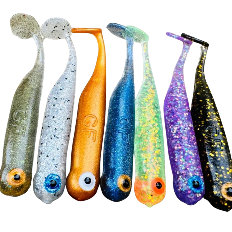 Great Fish GF1 soft bait, fish scent, multicolor I, 24pcs x 1g, 49mm