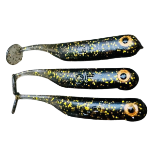 Great Fish GF1 soft bait, fish scent, black&gold, 10pcs x 1g., 49mm