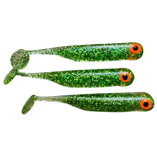 Great Fish GF1 soft bait, fish scent, glitter green, 10pcs x 1g., 49mm