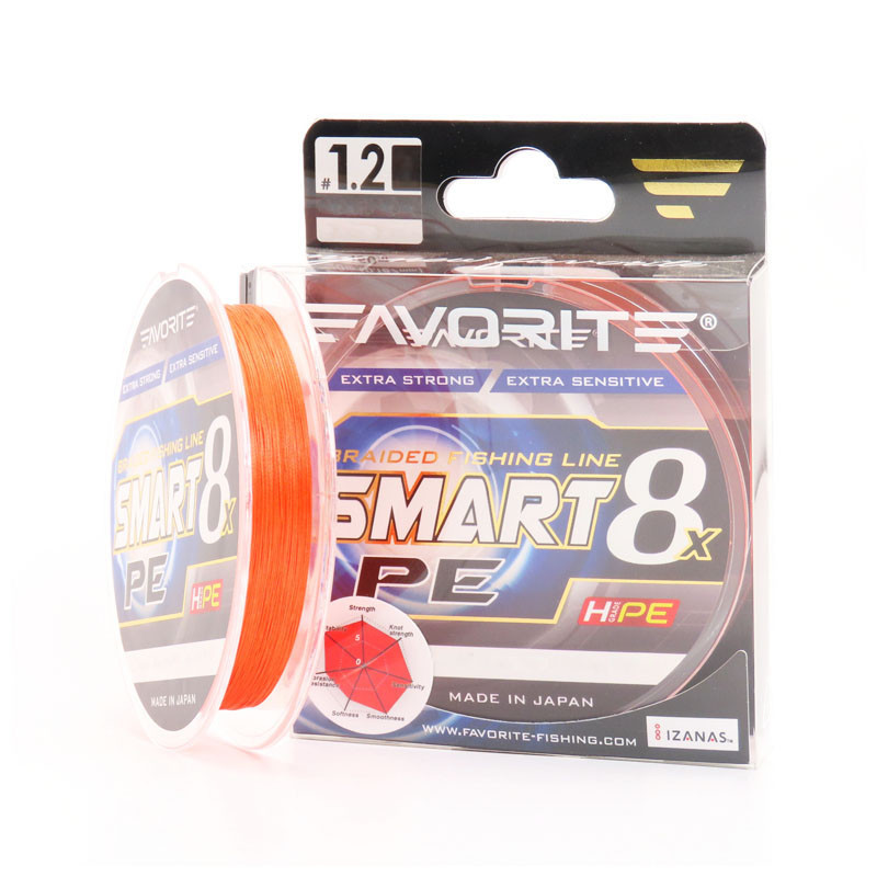 Favorite Smart PE 8x 150м (red orange) Nr 1.2/0.187mm 15lb/9.5kg Favorite Smart PE 8x 150м (red orange) Nr 1.2/0.187mm 15lb/9.5kg