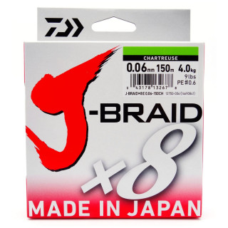Plecionka Daiwa Chartreuse J-BRAID X8 0.06MM 150M 12750-006