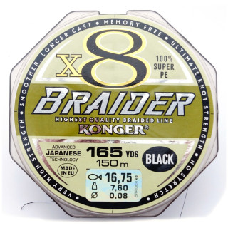 PLECIONKA KONGER X8BRAIDER BLACK 150M 0.08MM