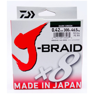 Plecionka Daiwa Dark GREEN J-BRAID X8 0.42MM 300M 12751-142