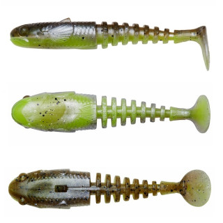 SG GOBSTER SHAD BULK 9CM 9G GREEN PEARL YELLOW 45PCS