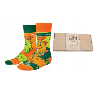Skarpetki DRAGON by nanushki 44-46 bawełna/elastan pomarańczowo-zielone